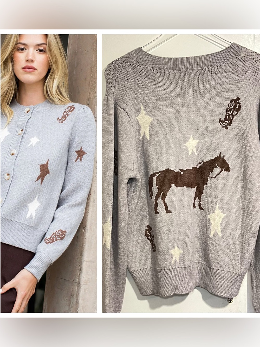 🆕 EQUESTRIAN HORSE KNIT CARDIGAN WESTERN THML STAR XL NEW NWT DERBY WILD FREE